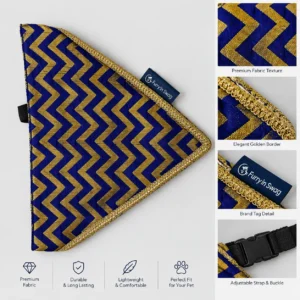 Premium Blue and Gold Dog Bandana Collar